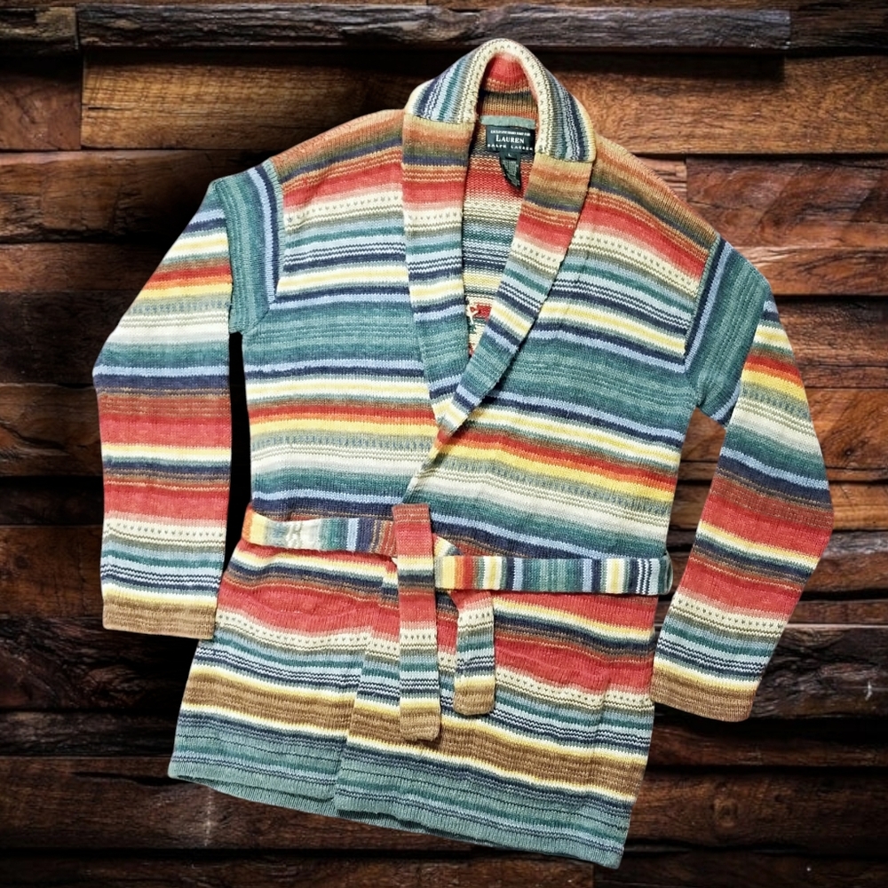 RALPH LAUREN HAND KNIT COTTON/ LINEN BLEND SWEATER- WOMEN'S SIZE LARGE